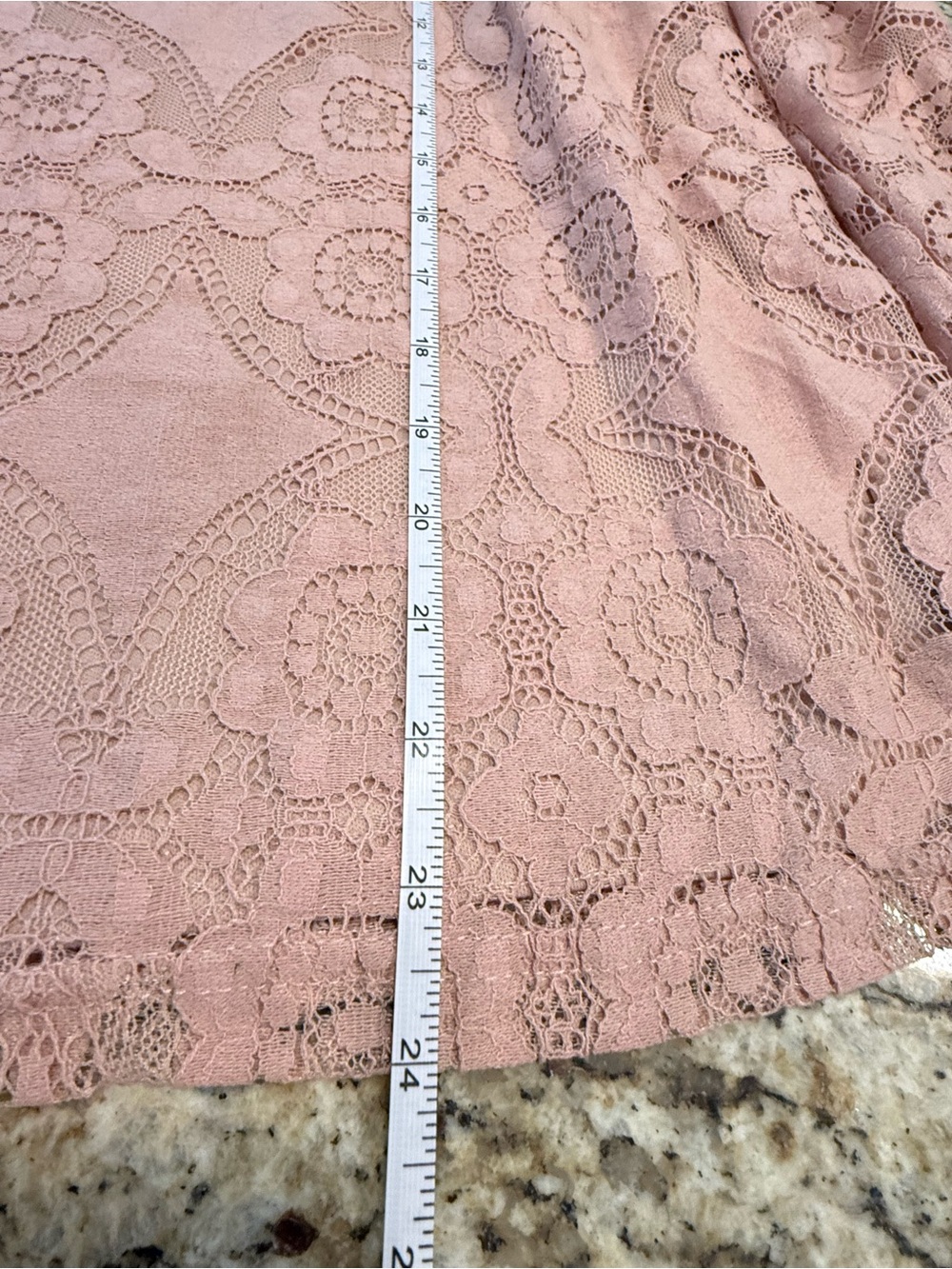Ultra Pink blush pink lace ruffle cottage prairie western long sleeve top M - Picture 10 of 13